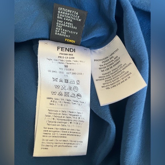 FENDI Womens Size 50 L/XL Blue with Logo Trim Top - Picture 5 of 13